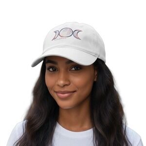 Womens Triple Moon Goddess Embroidered Baseball Cap Hat Boho Witchy Style